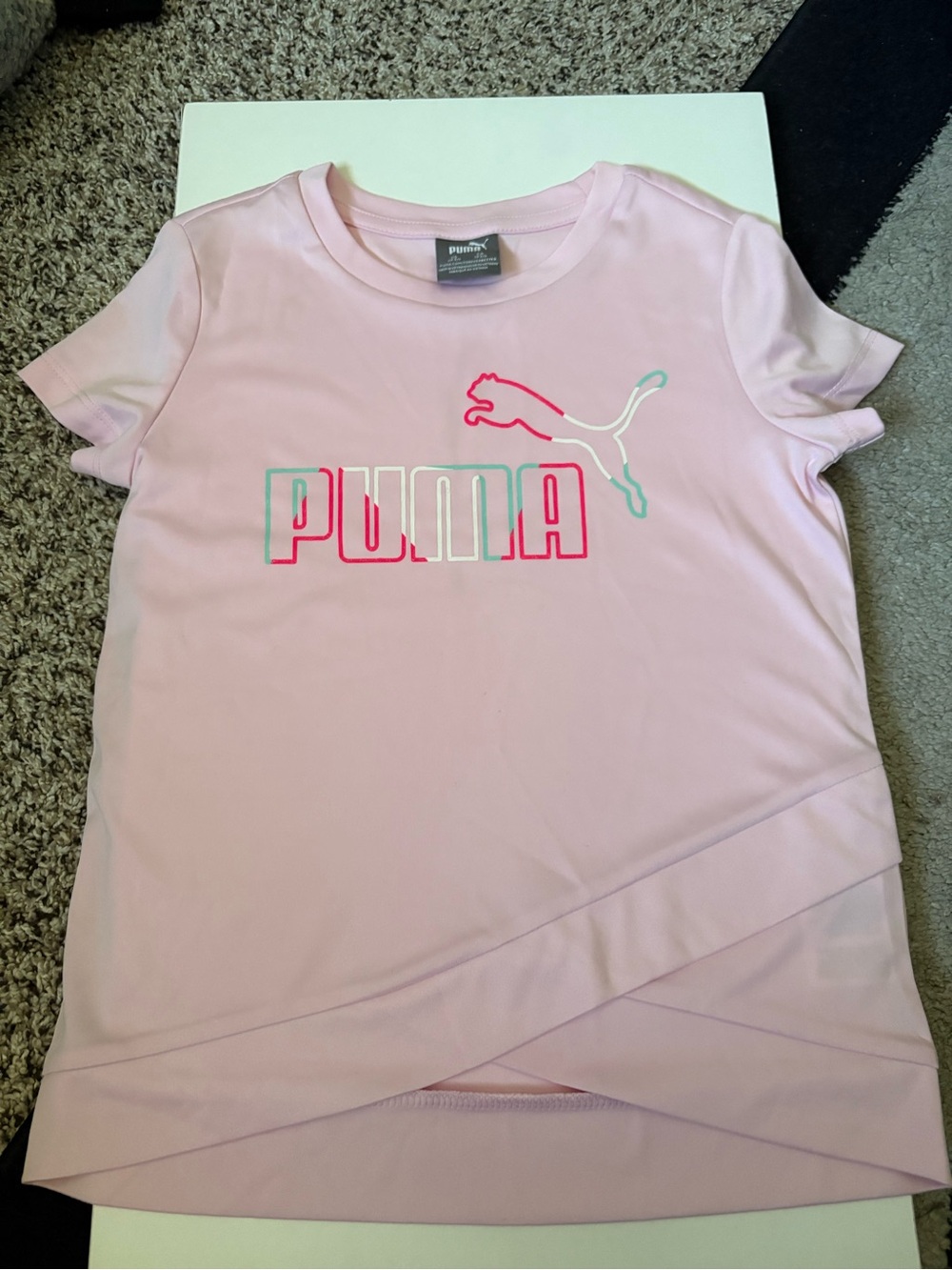 Puma Pink Short Sleeve Tee with Neon Logo